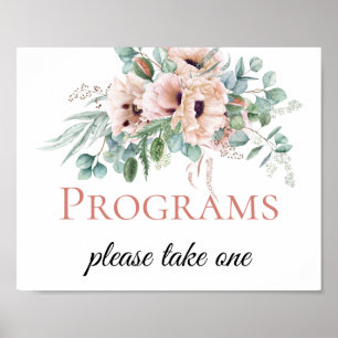 Rosa und Elfenbein Hochzeitsprogramm-Schilder mit  Poster