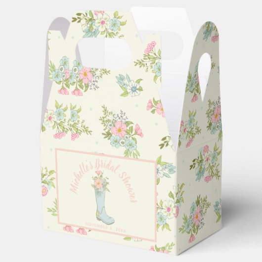 Rosa und Elfenbein-Rain-Boot-Brautparty Geschenkschachtel (Geöffnet)