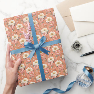 Rosa- und Elfenbeinerden auf Mute Orange Geschenkpapier