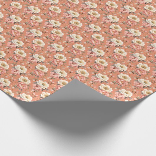 Rosa- und Elfenbeinerden auf Mute Orange Geschenkpapier (Ecke)