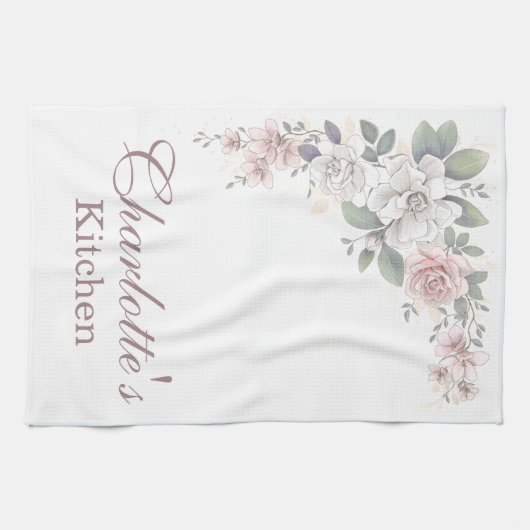 Rosa und Elfenbeinküste Rose Flora Geschirrtuch (Horizontal)