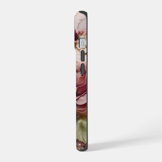 Rosa und Elfenbeinküste Rose iPhone 15 Hülle (Linke Seite)