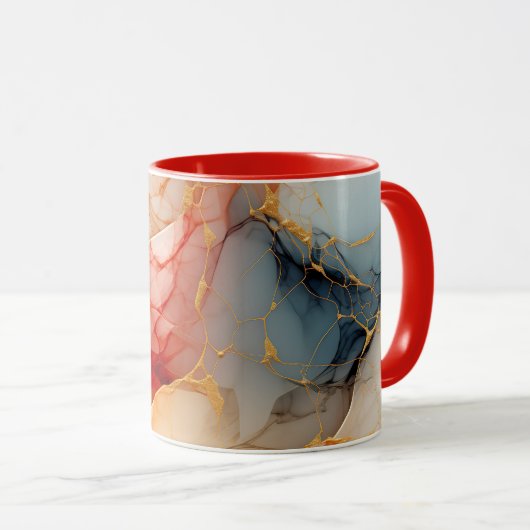 Rosa- und Elfenbeinmarmor mit goldenen Adern Tasse (VorderseiteRechts)