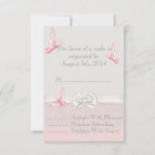 Rosa und Elfenbeinschmetterlinge und Spitzen-UAWG RSVP Karte (Rückseite)