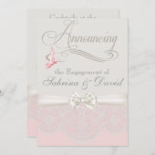 Rosa und Elfenbeinschmetterlinge und Spitzen-Verlo Ankündigung (Vorne/Hinten)