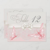 Rosa und Elfenbeinschmetterlinge und Spitzentafelk Postkarte (Vorne/Hinten)