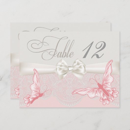 Rosa und Elfenbeinschmetterlinge und Spitzentafelk Postkarte (Vorne/Hinten)