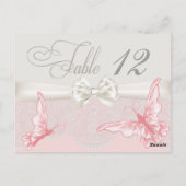 Rosa und Elfenbeinschmetterlinge und Spitzentafelk Postkarte (Rückseite)