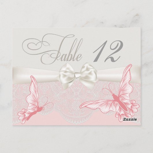 Rosa und Elfenbeinschmetterlinge und Spitzentafelk Postkarte (Rückseite)