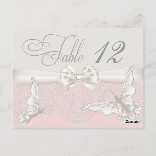 Rosa und Elfenbeinschmetterlinge und Spitzentafelk Postkarte (Rückseite)