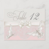 Rosa und Elfenbeinschmetterlinge und Spitzentafelk Postkarte (Vorderseite)