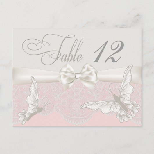 Rosa und Elfenbeinschmetterlinge und Spitzentafelk Postkarte (Vorderseite)