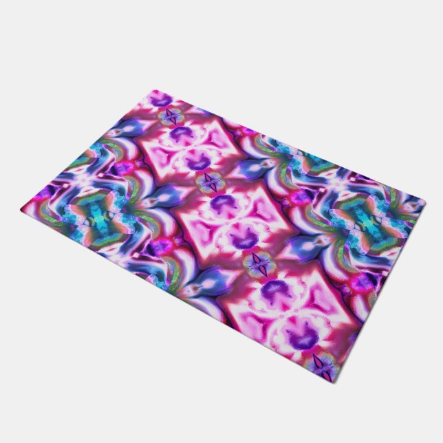 Rosa und farbenfrohe Mischung mit grobem Glasstil Fußmatte (Schrägansicht)