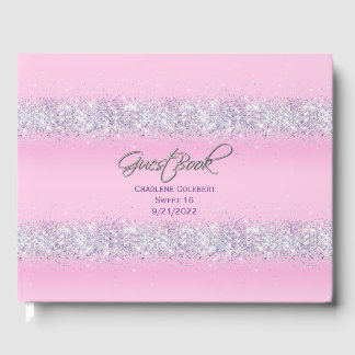 Rosa und farbenfroher Glitzer Süß 16 Party Gästebuch