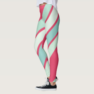 Rosa und Farbtöne der hellblauen Streifen Leggings