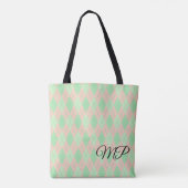 Rosa und Farbtöne des Musters "Grüne Raute" Tasche (Rückseite)