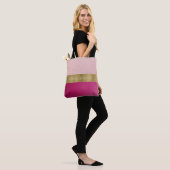Rosa und Fuchsia Aussehen aus Leder Tasche (Am Model)