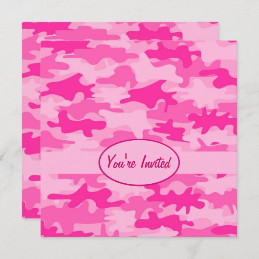 Rosa und Fuchsia Camouflage Camouflage Party Event Einladung (Vorne/Hinten)