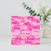Rosa und Fuchsia Camouflage Camouflage Party Event Einladung (Stehend Vorderseite)