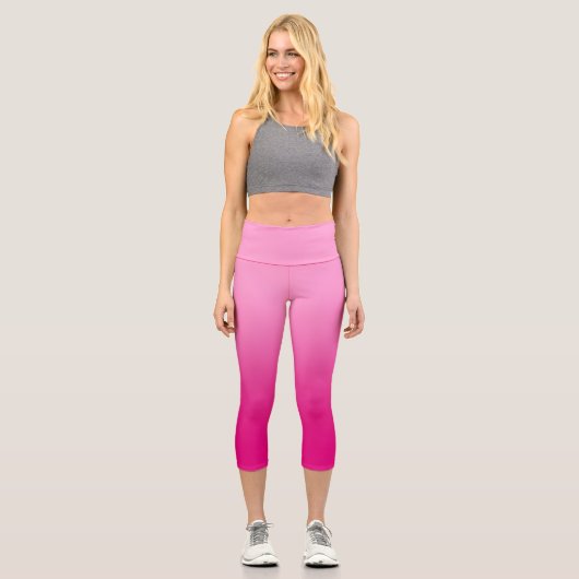 Rosa und Fuchsia Gradient Capri Leggings (Vorderseite)