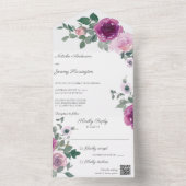 Rosa und Fuchsia-Rose über den weißen QR-Code All In One Einladung (Innen Boden)