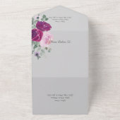 Rosa und Fuchsia-Rose zum Grauen QR-Code All In One Einladung (Außenbereich)