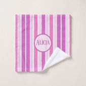 Rosa und Fuchsia Streifen Badhandtuch Set (Waschlappen)