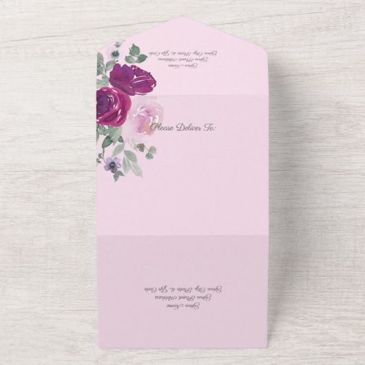 Rosa und Fuchsien-Rose in Rosa All In One Einladung (Außenbereich)