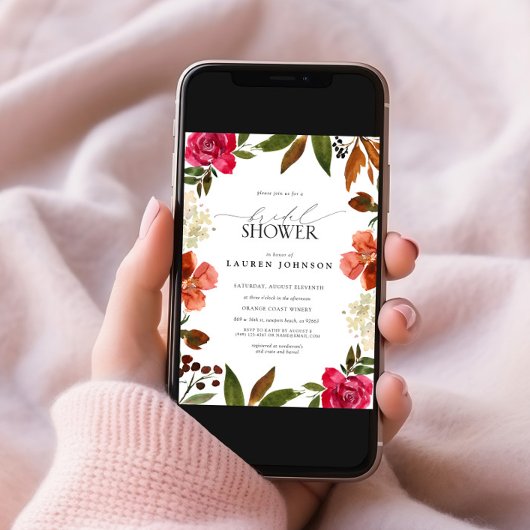 Rosa und gebranntes orangefarbenes Brautparty Einladung