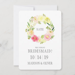 Rosa und Gelb   Bridesmaid Einladung