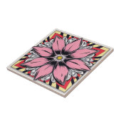 Rosa und gelb Comic Blume Keramik Tile Fliese (Seite)