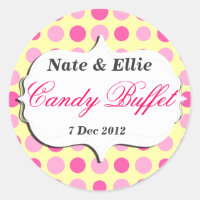 Rosa-und Gelb dotty Süßigkeits-Buffet-Aufkleber