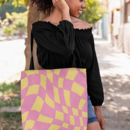 Rosa und gelb Gelbschwach rückwärts geprüft Tragetaschen Mit Langen Trägern