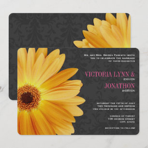 Rosa und Gelb Gerber Daisy Wedding Einladung