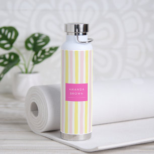 Rosa und gelb gestreift elegant einfach trendy trinkflasche