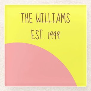 Rosa und Gelb Glasuntersetzer