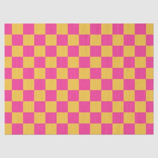 Rosa und Gelb Karo Seidenpapier (Vorderseite)