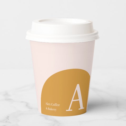 Rosa und Gelb | Kundenspezifischer Farbblock Pappbecher (Vorderseite)