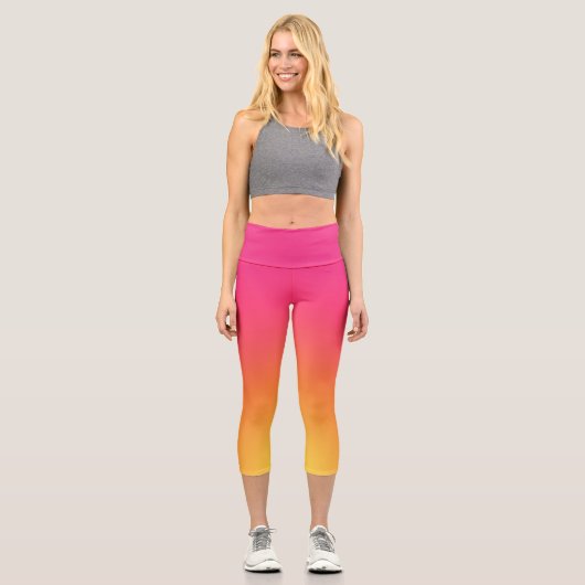 Rosa und gelb ombre Hoher Waisted Capris (Vorderseite)