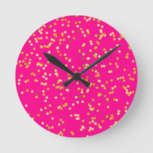 Rosa und gelb runde wanduhr