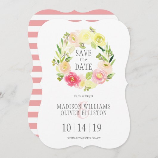 Rosa und Gelb | Save The Date (Vorne/Hinten)