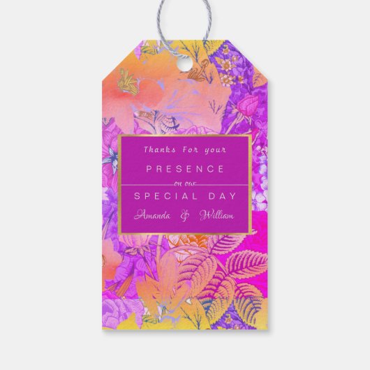 Rosa und gelb, Vintag Geschenkanhänger (Rückseite)