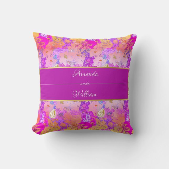 Rosa und gelb, Vintag Kissen (Vorderseite)