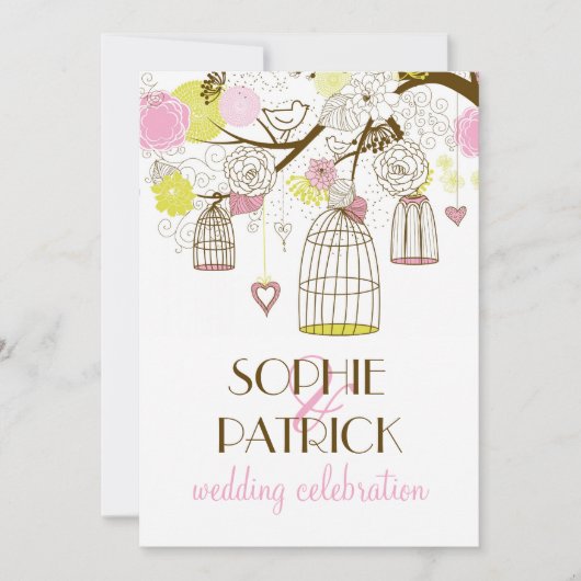 Rosa und gelb Vintage Geburtstage Einladung Hochze (Vorderseite)