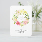 Rosa und Gelb Wasserfarbe Blumenzauber| Vielen Dan Dankeskarte (Stehend Vorderseite)
