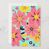 Rosa- und Gelbblüten auf Sky Blue Dopamin Style Einladung (Rückseite)