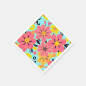 Rosa- und Gelbblüten auf Sky Blue - Dopamin Style Serviette (Ecke)