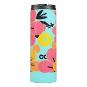 Rosa- und Gelbblüten auf Sky Blue Dopamin Style Thermosbecher (Rückseite)