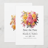 Rosa- und Gelbblütenhochzeit Save The Date (Vorne/Hinten)