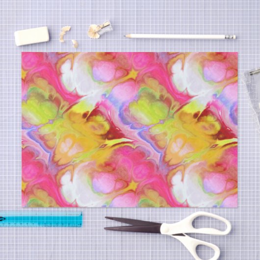 Rosa und gelbe Abstrakte Tinte Seidenpapier (Handwerk)